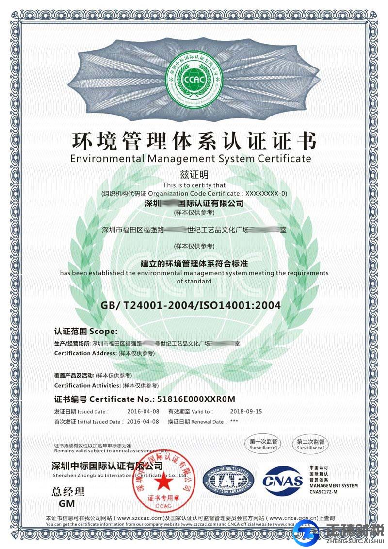 ISO14001環境管理體系認證